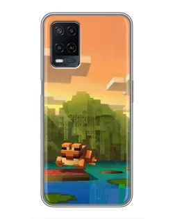 Чохол для OPPO A54 з картинкою «Майнкрафт захід сонця»