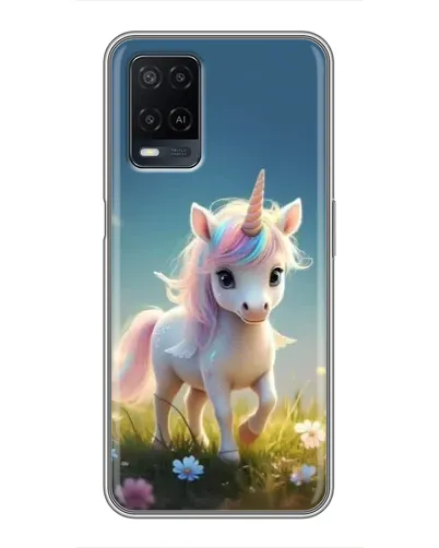 Чехол для OPPO A54 с картинкой «Единорог на поляне»