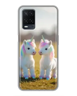 Чехол для OPPO A54 с картинкой «Пара единорогов»