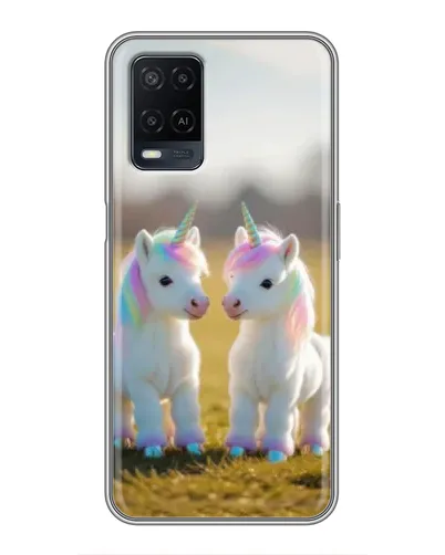 Чехол для OPPO A54 с картинкой «Пара единорогов»