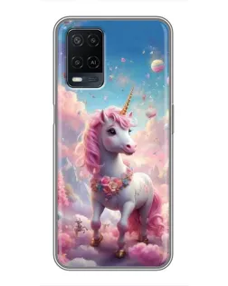 Чехол для OPPO A54 с картинкой «Единорог среди облаков»