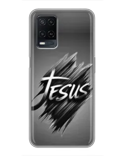 Чехол для OPPO A54 с картинкой «Надпись Jesus Graffiti»