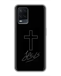 Чехол для OPPO A54 с картинкой «Графический крест Jesus»