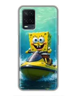 Чехол для OPPO A54 с картинкой «Спанч Боб на гидроцикле»