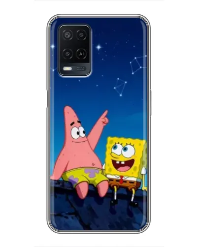 Чехол для OPPO A54 с картинкой «Губка Боб и Патрик ночью»