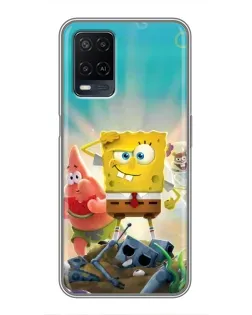 Чехол для OPPO A54 с картинкой «Спанч Боб победитель»