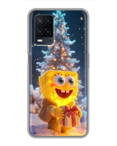 Чехол для OPPO A54 с картинкой «Рождественский Спанч Боб»