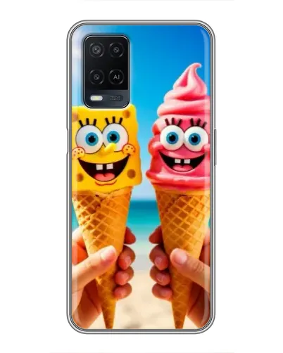 Чехол для OPPO A54 с картинкой «Спанч Боб мороженое»
