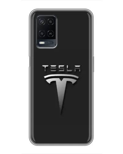 Чехол для OPPO A54 с картинкой «Стальной логотип Tesla» Чехол для OPPO A54 с картинкой «Стальной логотип Tesla»