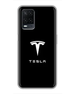 Чехол для OPPO A54 с картинкой «Tesla White Logo»