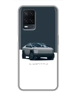 Чехол для OPPO A54 с картинкой «Серебристый Cybertruck Tesla»