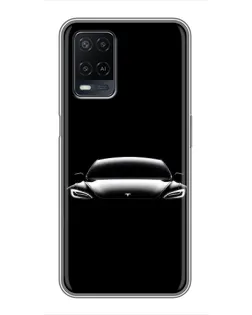 Чехол для OPPO A54 с картинкой «Фары Tesla Night»