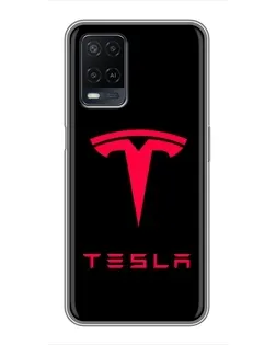 Чехол для OPPO A54 с картинкой «Tesla Red Logo»