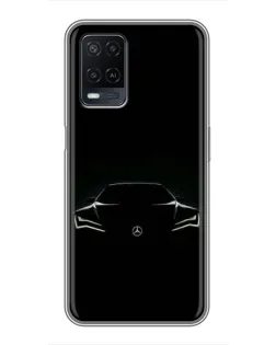 Чехол для OPPO A54 с картинкой «Mercedes — силуэт авто»