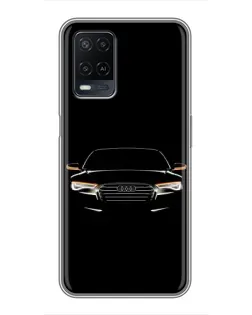 Чехол для OPPO A54 с картинкой «Audi — ночной контур»