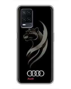 Чехол для OPPO A54 с картинкой «Графика — пантера и Audi»