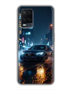 Чехол для OPPO A54 с картинкой «Ночной город и Audi»