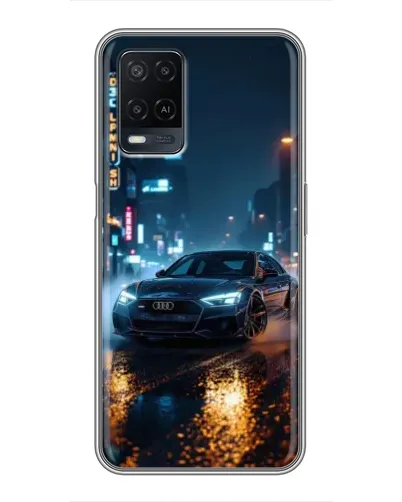 Чехол для OPPO A54 с картинкой «Ночной город и Audi»