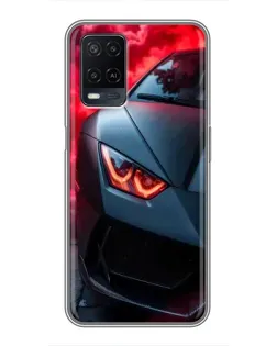 Чехол для OPPO A54 с картинкой «Lamborghini красное сияние»