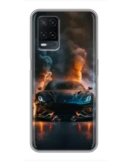 Чехол для OPPO A54 с картинкой «Lamborghini дымная эстетика»