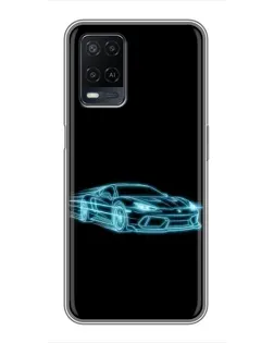 Чехол для OPPO A54 с картинкой «Неоновый контур Lamborghini»