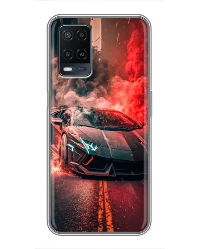 Чехол для OPPO A54 с картинкой «Lamborghini красный дым»