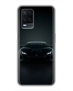 Чехол для OPPO A54 с картинкой «Черный Lamborghini Aventador»