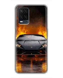 Чехол для OPPO A54 с картинкой «Lamborghini в огне»