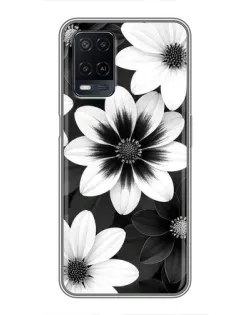 Чехол для OPPO A54 с картинкой «Монохромные астры»