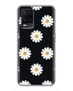 Чехол для OPPO A54 с картинкой «Ромашки на черном»