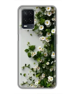 Чехол для OPPO A54 с картинкой «Ветка мелких белых цветов»