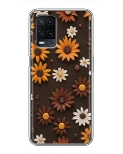 Чехол для OPPO A54 с картинкой «Узор из маленьких подсолнухов»