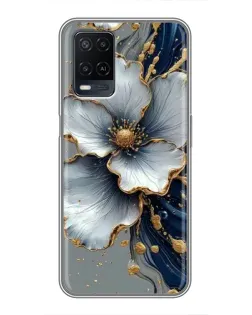 Чехол для OPPO A54 с картинкой «Белый цветок и золотой флюид» Чехол для OPPO A54 с картинкой «Белый цветок и золотой флюид»