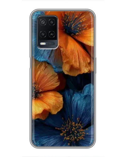 Чехол для OPPO A54 с картинкой «Яркая сине-оранжевая флора» Чехол для OPPO A54 с картинкой «Яркая сине-оранжевая флора»