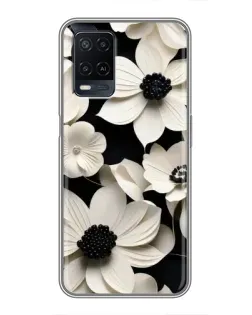 Чехол для OPPO A54 с картинкой «Объемные белые цветы»