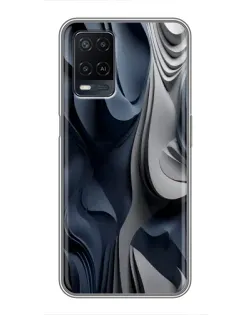 Чехол для OPPO A54 с картинкой «Объемные синие складки»