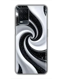 Чехол для OPPO A54 с картинкой «Черно-белая спираль»
