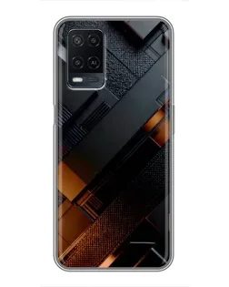 Чехол для OPPO A54 с картинкой «Черные геометрические блоки»