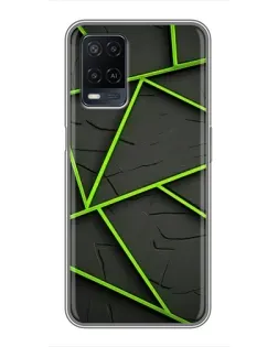 Чехол для OPPO A54 с картинкой «Зеленые геометрические линии»