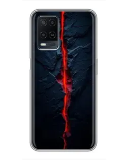 Чехол для OPPO A54 с картинкой «Kрасная лавовая трещина»