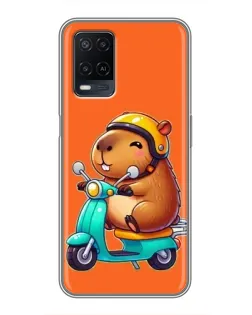 Чехол для OPPO A54 с картинкой «Капибара на скутере»