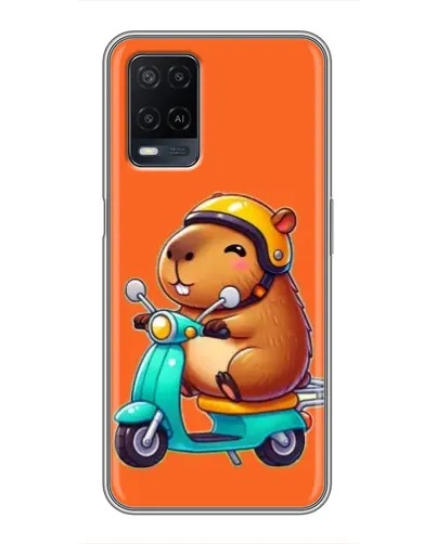 Чехол для OPPO A54 с картинкой «Капибара на скутере»