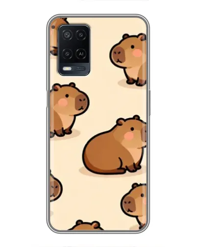 Чехол для OPPO A54 с картинкой «Паттерн милых капибар»
