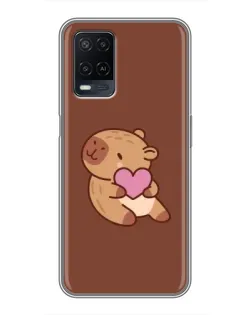Чехол для OPPO A54 с картинкой «Капибара с сердцем»