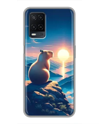 Чехол для OPPO A54 с картинкой «Закат солнца с капибарой»