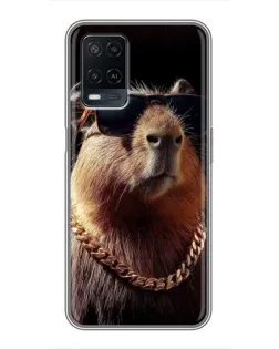 Чехол для OPPO A54 с картинкой «Капибара золотая цепь»