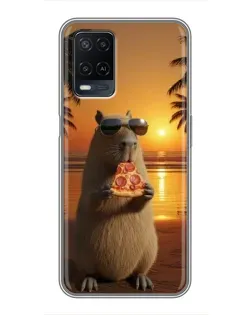 Чехол для OPPO A54 с картинкой «Капибара с пиццей»