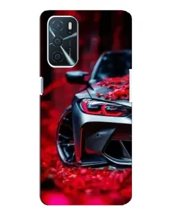 Чехол для OPPO A54s с картинкой «Спортивная BMW и цветы»