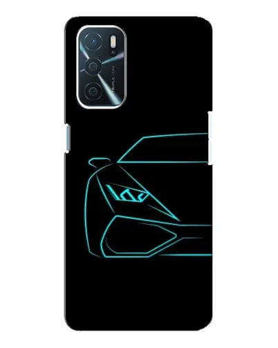Чехол для OPPO A54s с картинкой «Голубой силуэт Lamborghini»