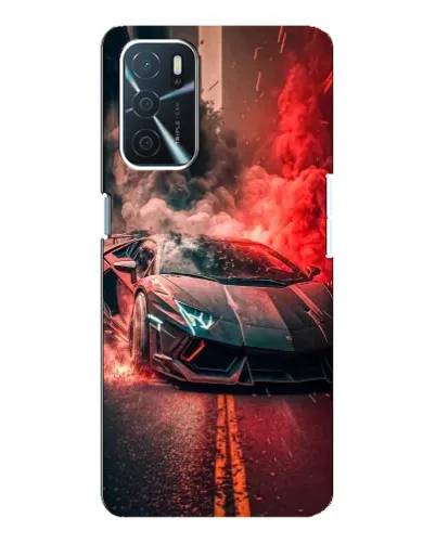 Чехол для OPPO A54s с картинкой «Lamborghini красный дым»